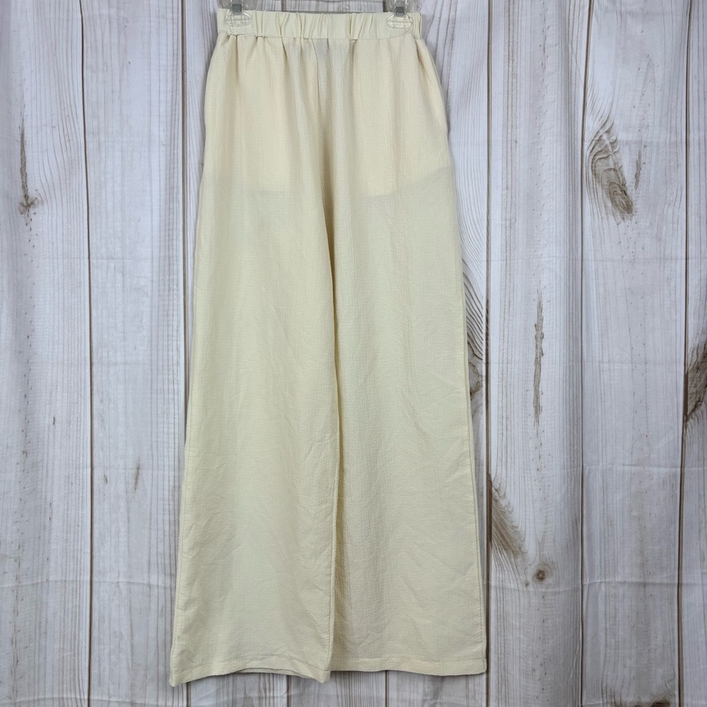 Wide-Leg Loose Fit Lounge Everyday Casual Lightweight Comfort Pants Cream Size 6